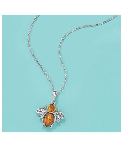 Bumblebee Pendant Necklace in Sterling Silver Amber 18.0 Inches $31.57 Necklaces