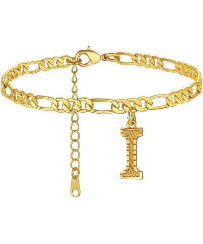 Anklets With Initials for Women, Personalized 4.5MM Gold Figaro Chain Letter Ankle Bracelets Summer Jewelry, 22-27cm Length I...