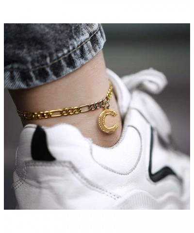 Anklets With Initials for Women, Personalized 4.5MM Gold Figaro Chain Letter Ankle Bracelets Summer Jewelry, 22-27cm Length I...