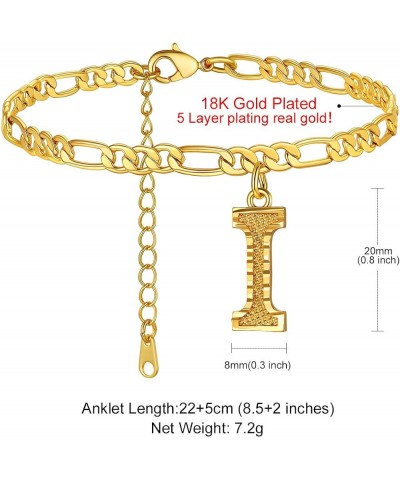 Anklets With Initials for Women, Personalized 4.5MM Gold Figaro Chain Letter Ankle Bracelets Summer Jewelry, 22-27cm Length I...