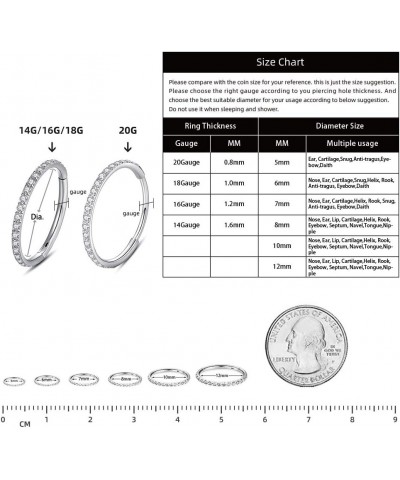 316L Stainless-Steel Piercing-Ring Hinged Nose-Rings-Hoop with Zircon/Opal 14G 16G 18G 20g Body Pierecing Ring Segment Clicke...