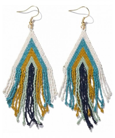 Beaded Boho Long Fringe Earrings for Women, Haley Luxe Bead Dangle Statement Earrings, Unique Handmade Jewelry for the Modern...