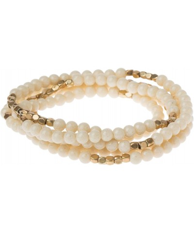 Women's Stone Wrap Bracelet & Necklace - White Fossil Jasper/Gold - The Supreme Nurturer $14.28 Bracelets