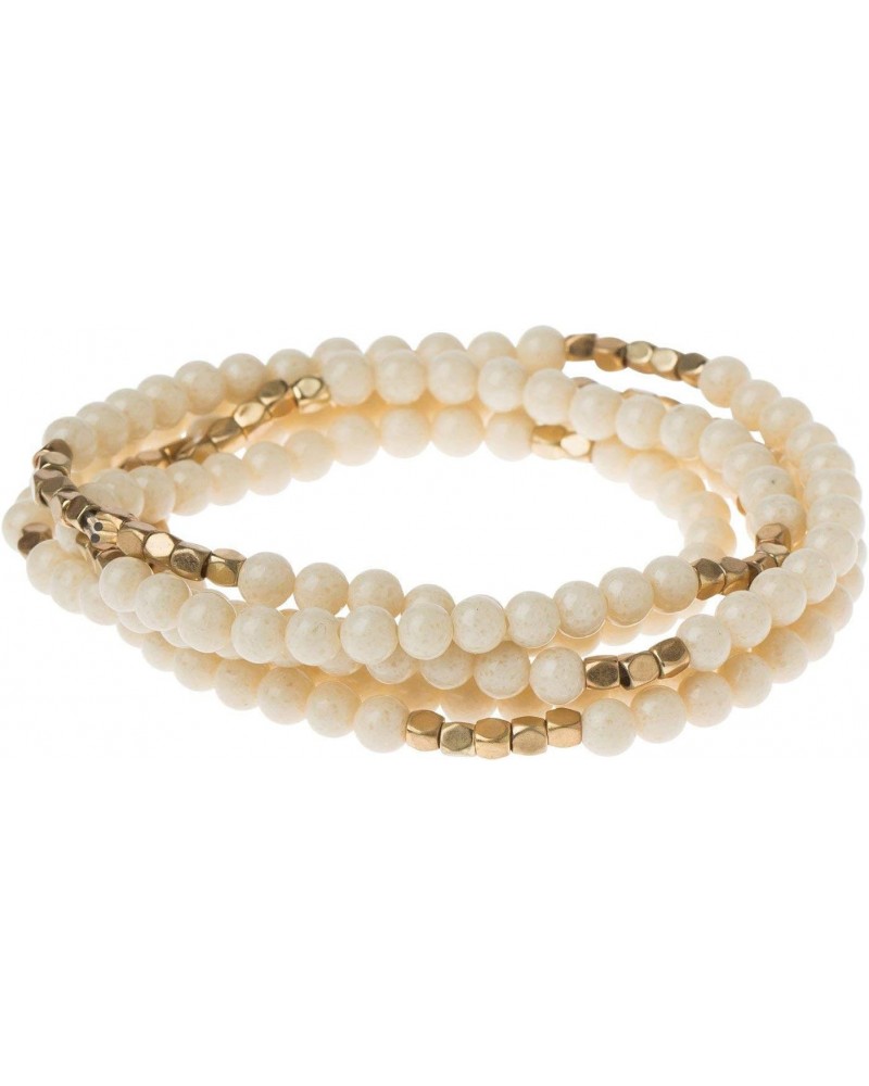 Women's Stone Wrap Bracelet & Necklace - White Fossil Jasper/Gold - The Supreme Nurturer $14.28 Bracelets