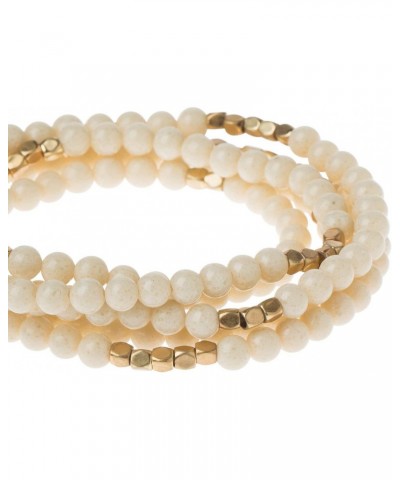 Women's Stone Wrap Bracelet & Necklace - White Fossil Jasper/Gold - The Supreme Nurturer $14.28 Bracelets