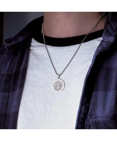 Saint Christopher Religious Round Medal Only and Medal With Engraving in Sterling Silver, 10K or 14K Gold 2/3 x 2/3 Inch Meda...