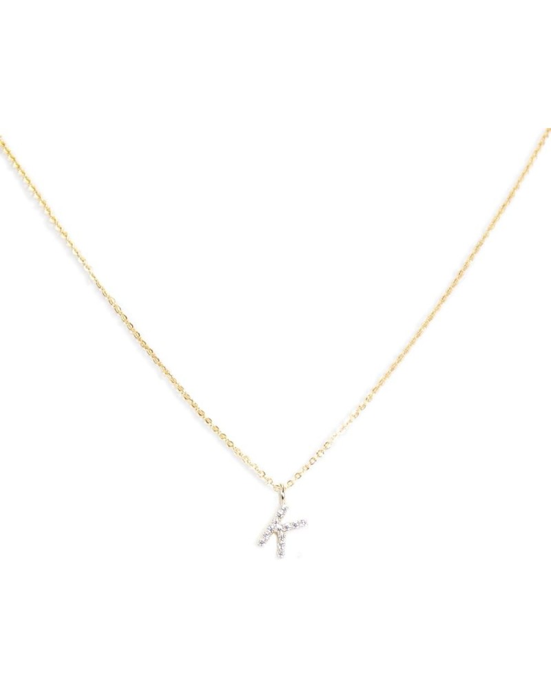 Pave Initial Necklace - Gold K $19.24 Necklaces