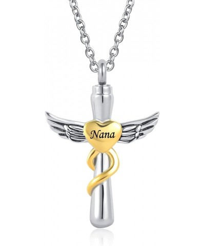 Guardian Angel Wing Cremation Urn Necklace for Human Pets Ashes Cross Keepsake Memroial Jewelry Gift Women Men Nana $11.19 Ne...