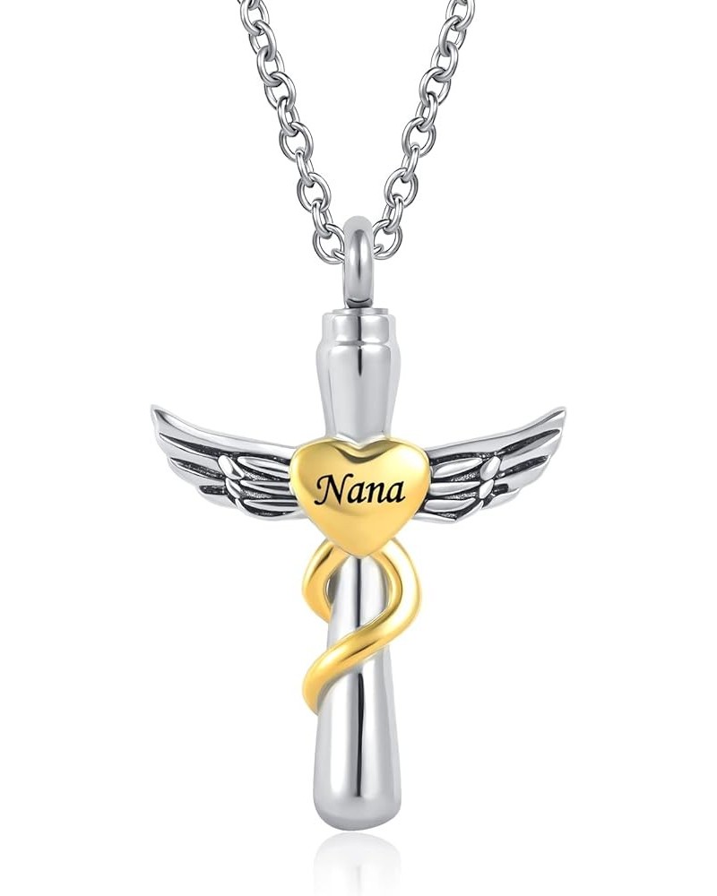 Guardian Angel Wing Cremation Urn Necklace for Human Pets Ashes Cross Keepsake Memroial Jewelry Gift Women Men Nana $11.19 Ne...