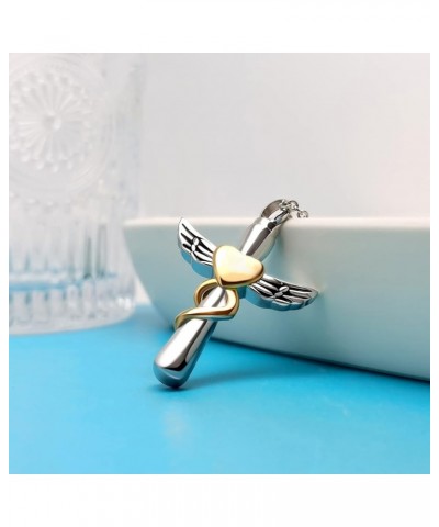 Guardian Angel Wing Cremation Urn Necklace for Human Pets Ashes Cross Keepsake Memroial Jewelry Gift Women Men Nana $11.19 Ne...