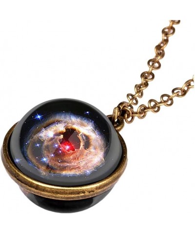 FarJing Planet Necklace, Glow In The Dark Galaxy System Double Sided Glass Dome Planet Necklace Pendant Jewelry Gift L $6.18 ...