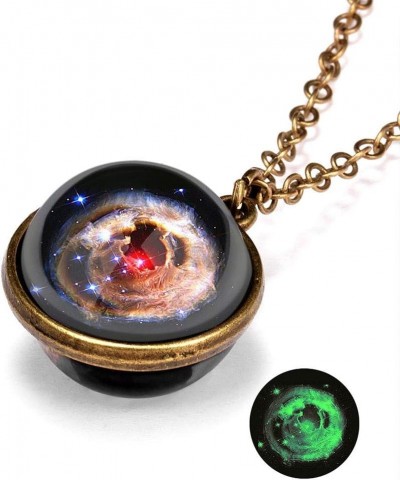 FarJing Planet Necklace, Glow In The Dark Galaxy System Double Sided Glass Dome Planet Necklace Pendant Jewelry Gift L $6.18 ...