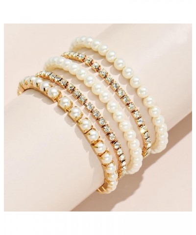 Bracelets for Women MultiLayer Pearl Bracelets for Women Pearl Jewelry Pearl Bracelet Crystal Rhinestone Bangle Bracelets for...