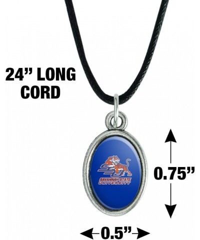 Savannah State University Primary Logo Antiqued Oval Charm Pendant with Black Satin Cord $9.89 Necklaces