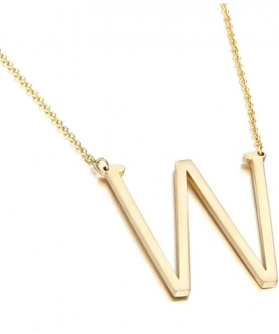 Sideways Initial Necklace 18K Gold Plated Stainless Steel Large Big Letters Pendant Necklace Script Name Monogram Necklaces f...