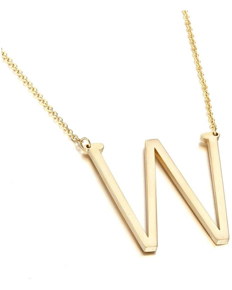 Sideways Initial Necklace 18K Gold Plated Stainless Steel Large Big Letters Pendant Necklace Script Name Monogram Necklaces f...