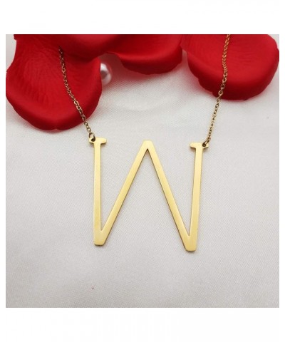 Sideways Initial Necklace 18K Gold Plated Stainless Steel Large Big Letters Pendant Necklace Script Name Monogram Necklaces f...