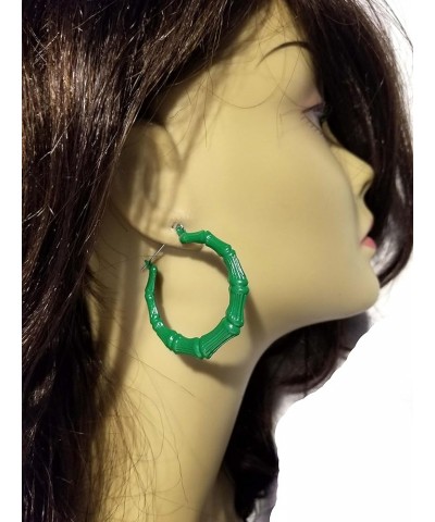 Bamboo Earrings 2 inch Hoop Earrings Lightweight Assorted Colors green $7.79 Earrings