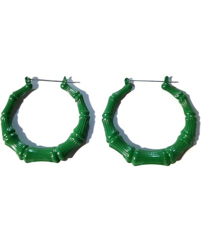 Bamboo Earrings 2 inch Hoop Earrings Lightweight Assorted Colors green $7.79 Earrings