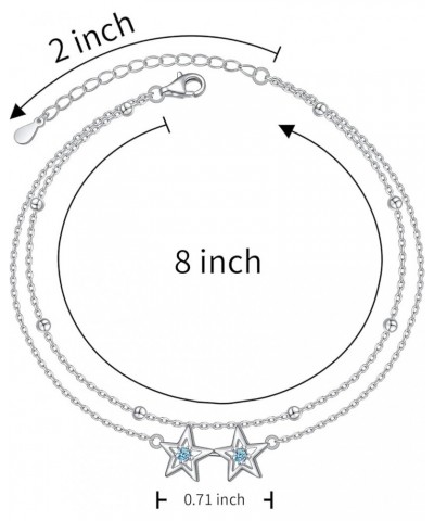 Anklet for Women S925 Sterling Silver Adjustable Foot Evil Eye Starfish Heart Bead Butterfly Celtic Knot Cross Multilayer Lay...