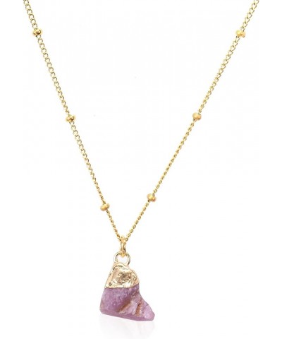 Raw Gemstone Crystal Pendant Necklace for Womens, Girls 14k Gold Plated Mother Gift Gem Birthstone Jewelry Ruby $9.83 Necklaces