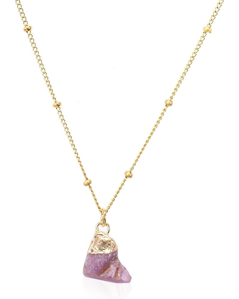 Raw Gemstone Crystal Pendant Necklace for Womens, Girls 14k Gold Plated Mother Gift Gem Birthstone Jewelry Ruby $9.83 Necklaces