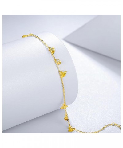 18K Gold Anklet for Women, Real Pure Gold Dainty Ankle Bracelets Jewelry Gold Shell Anklet Bracelet for Ladies Teen Girls Mot...