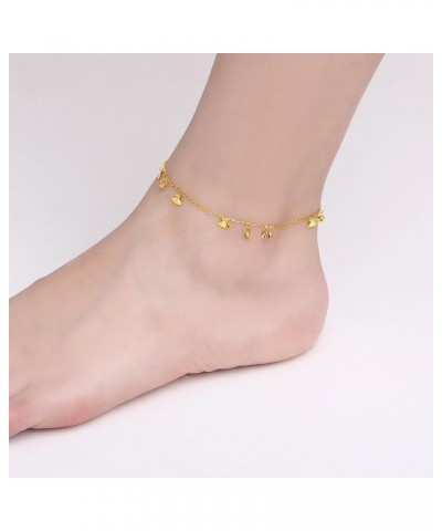 18K Gold Anklet for Women, Real Pure Gold Dainty Ankle Bracelets Jewelry Gold Shell Anklet Bracelet for Ladies Teen Girls Mot...