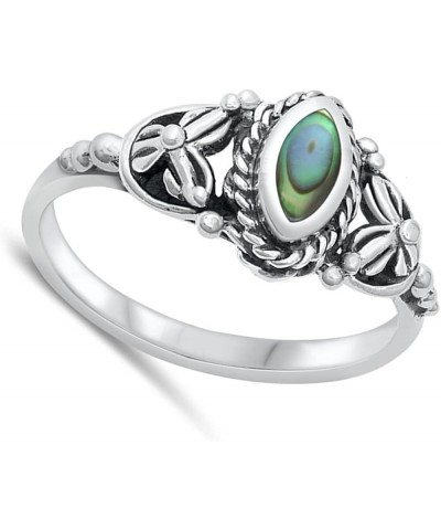 CHOOSE YOUR COLOR Sterling Silver Marquise Ring Simulated Abalone $11.25 Rings