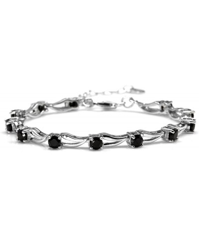 Genuine Gemstone White Gold Plated 925 Sterling Silver 6.5 to 8 Inch Adjustable Modern Bracelet for Women natural black spine...