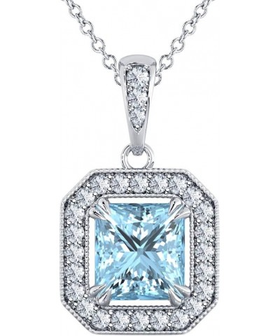 1/10 CT.T.W. Princess Cut Lovers Pendant Necklace for Women, 18 inches Plated White $25.64 Necklaces