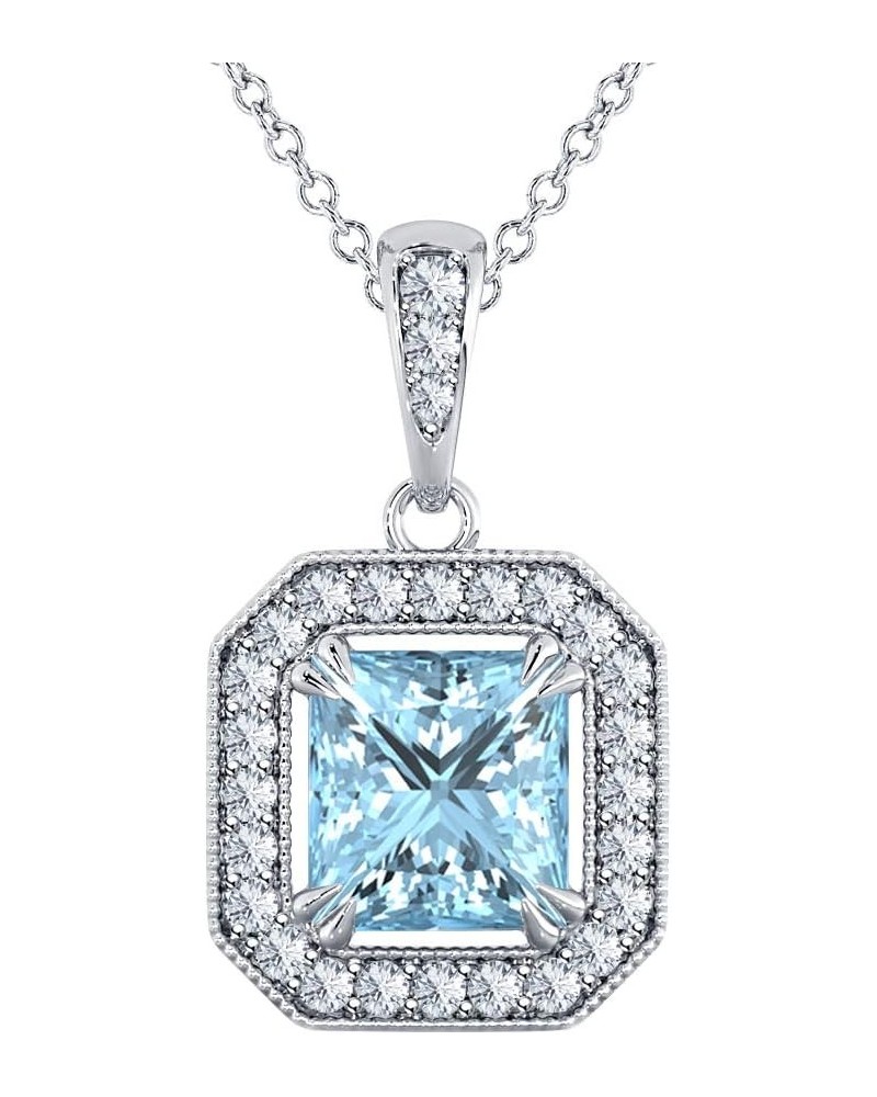 1/10 CT.T.W. Princess Cut Lovers Pendant Necklace for Women, 18 inches Plated White $25.64 Necklaces