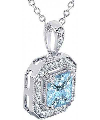 1/10 CT.T.W. Princess Cut Lovers Pendant Necklace for Women, 18 inches Plated White $25.64 Necklaces