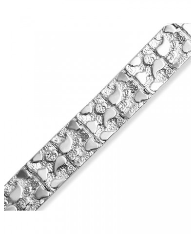 Solid Sterling Silver Large Textured Nugget Bracelet 7.5 Inches $70.39 Bracelets