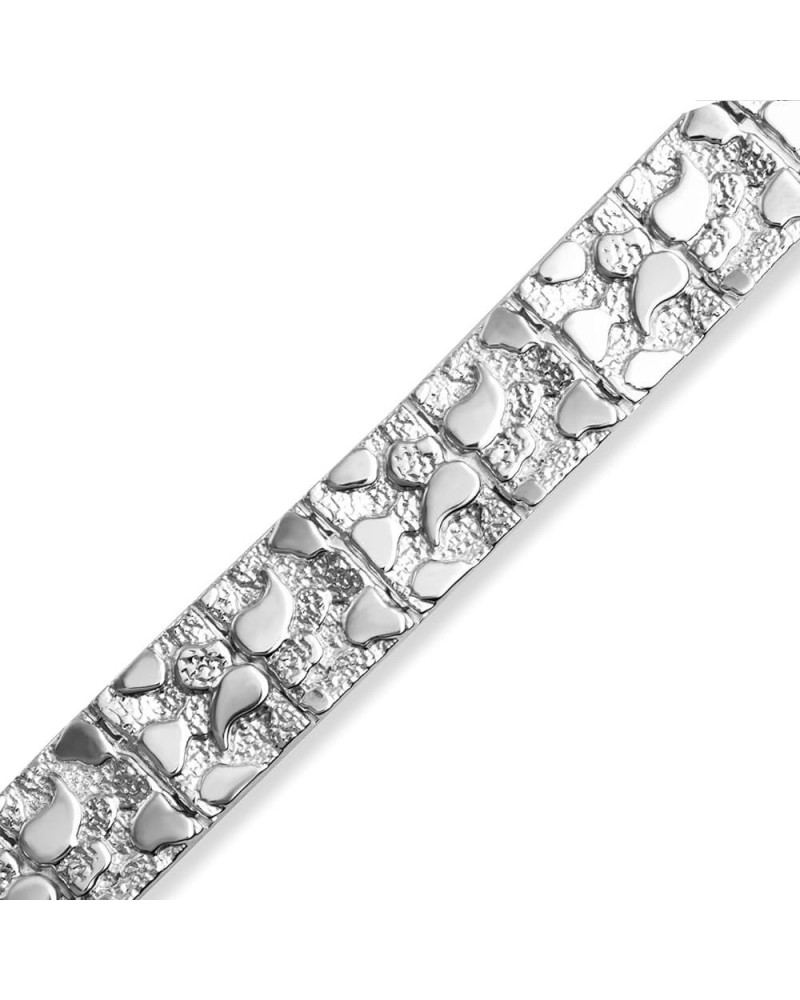 Solid Sterling Silver Large Textured Nugget Bracelet 7.5 Inches $70.39 Bracelets