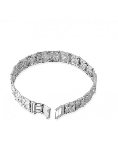 Solid Sterling Silver Large Textured Nugget Bracelet 7.5 Inches $70.39 Bracelets