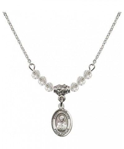 April Birth Month Bead Necklace with Catholic Patron Saint Petite Charm, 18 Inch Saint Timothy $32.44 Necklaces