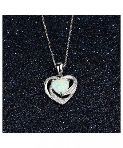 Womens Ethereal Opal Heart Necklace 1PC Girl Diamond Encrusted Pendant Fashion Ladies Necklace for Valentine's Day A-Dreamy 1...