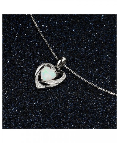 Womens Ethereal Opal Heart Necklace 1PC Girl Diamond Encrusted Pendant Fashion Ladies Necklace for Valentine's Day A-Dreamy 1...