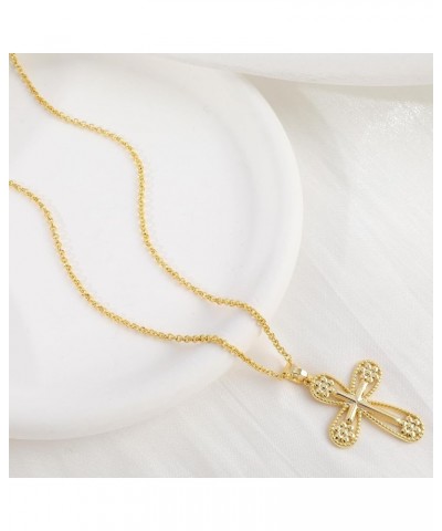 Cross Necklace for Women Girls, 14K Gold Plated Dainty Crucifix Necklace CZ Faith Gold Cross Pendant Necklaces, Diamond Cross...