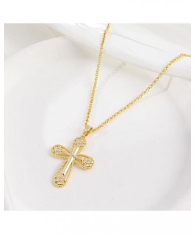 Cross Necklace for Women Girls, 14K Gold Plated Dainty Crucifix Necklace CZ Faith Gold Cross Pendant Necklaces, Diamond Cross...