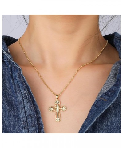 Cross Necklace for Women Girls, 14K Gold Plated Dainty Crucifix Necklace CZ Faith Gold Cross Pendant Necklaces, Diamond Cross...