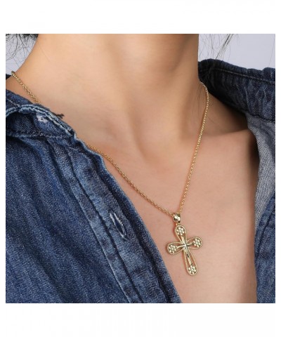 Cross Necklace for Women Girls, 14K Gold Plated Dainty Crucifix Necklace CZ Faith Gold Cross Pendant Necklaces, Diamond Cross...