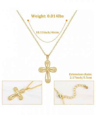 Cross Necklace for Women Girls, 14K Gold Plated Dainty Crucifix Necklace CZ Faith Gold Cross Pendant Necklaces, Diamond Cross...