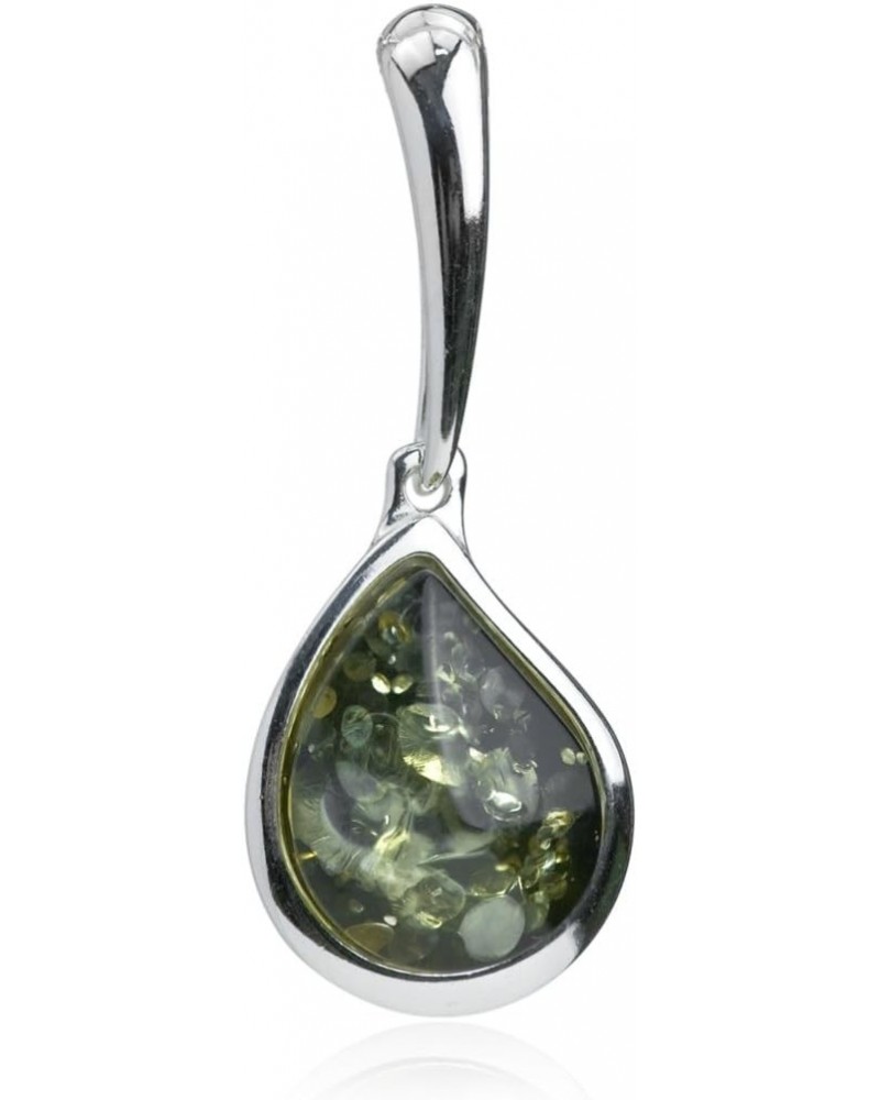 Green Amber Sterling Silver Drop Pendant $10.58 Pendants