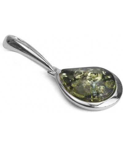 Green Amber Sterling Silver Drop Pendant $10.58 Pendants