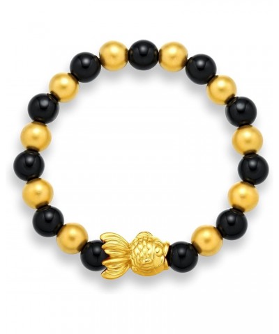 999 24K Pure Gold Goldfish Agate With Gold Beads Bracelet $511.71 Bracelets