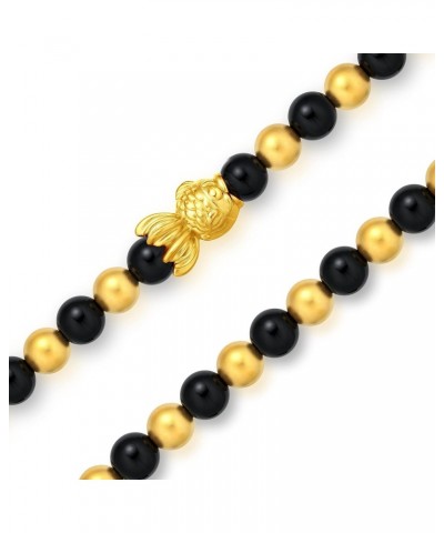 999 24K Pure Gold Goldfish Agate With Gold Beads Bracelet $511.71 Bracelets