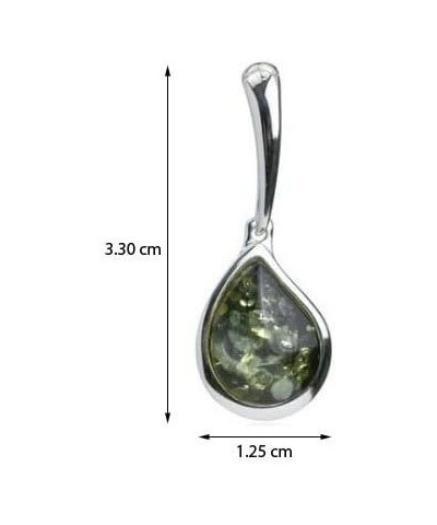 Green Amber Sterling Silver Drop Pendant $10.58 Pendants