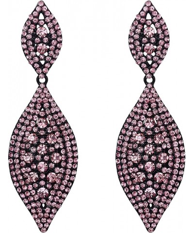 Clip On Earrings for Women Rhinestone Crystal Wedding Bridal Clip-on Drop Dangle Earrings Pink Black-Tone $11.96 Earrings